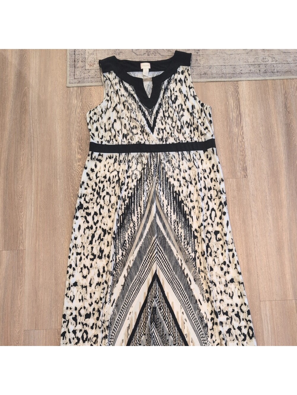 Chicos Leopard Print Maxi Dress 2 womens 12 maximalist summer vacation cruise